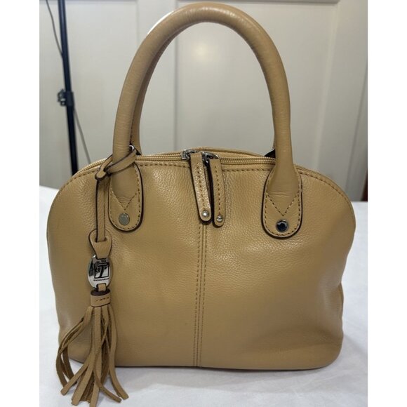 Tignanello Mini Dome Satchel Tan Genuine Leather Top Handle Bag - Picture 1 of 16